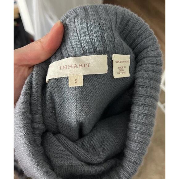 Inhabit 100% Cashmere Gray Turtleneck Sweater Long Sleeve Size Small Women’s - Picture 3 of 3